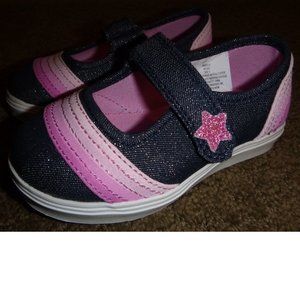 Baby Toddler Girls Falls Creek Denim & Pink Canvas Sneakers Size 5 6  NWT